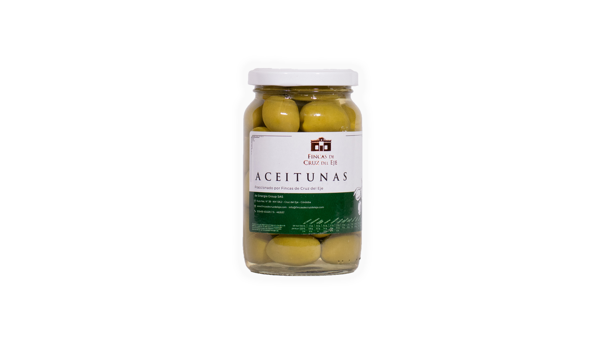 ACEITUNAS_VERDES_250GR_VIDRIO Aceitunas Verdes "Fincas de Cruz del Eje" Grupo A - 80 - 120 X 250 GR V - Imagen 1