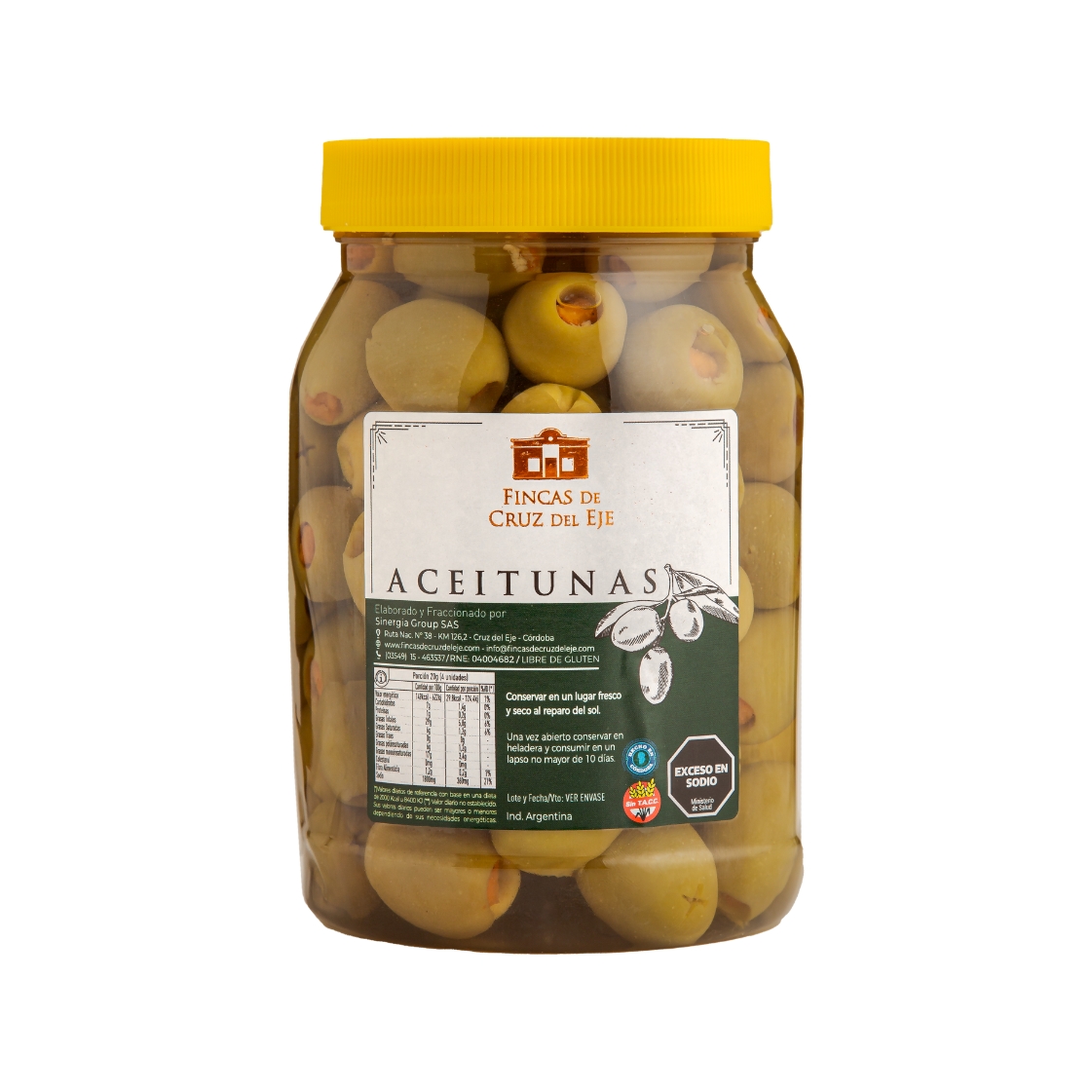 aceitunas verdes rellenas morron 500 gr Aceitunas Verdes rellenas Morrón - Fincas de Cruz del Eje - 500gr pet - Imagen 1
